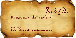 Krajcsik Árpád névjegykártya